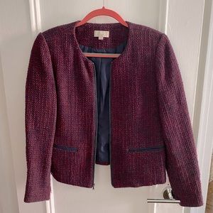 Loft Red & Blue Woven Blazer
